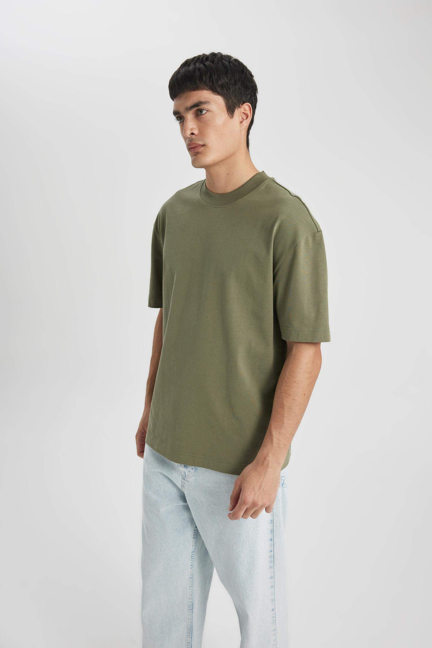 Oversized Cotton T-Shirt - khaki