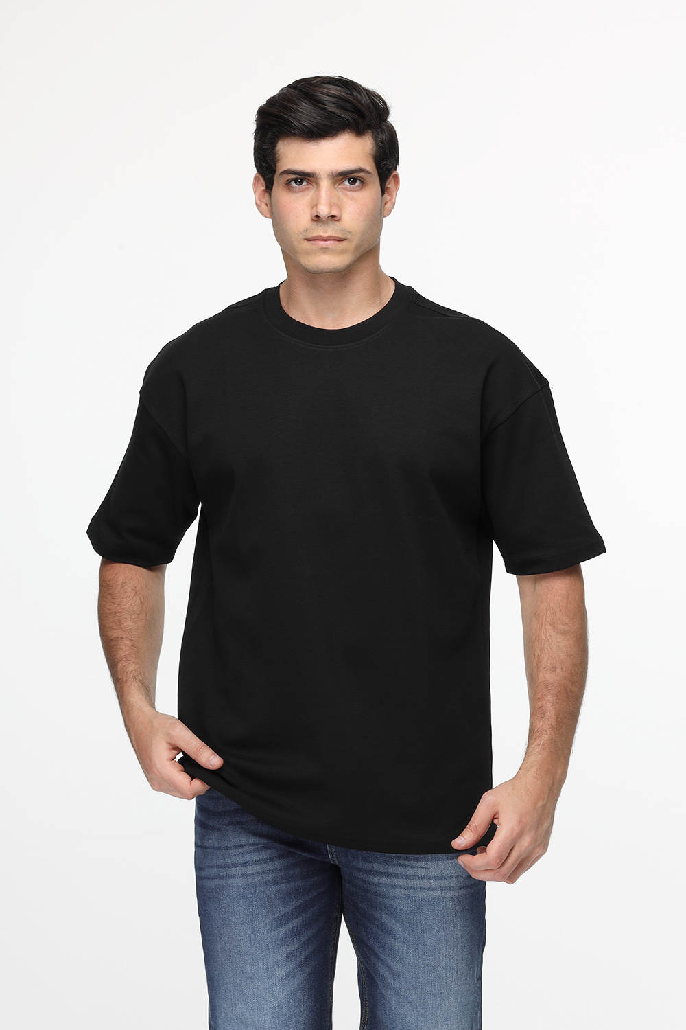 Plain Oversized Cotton T-Shirt - Black