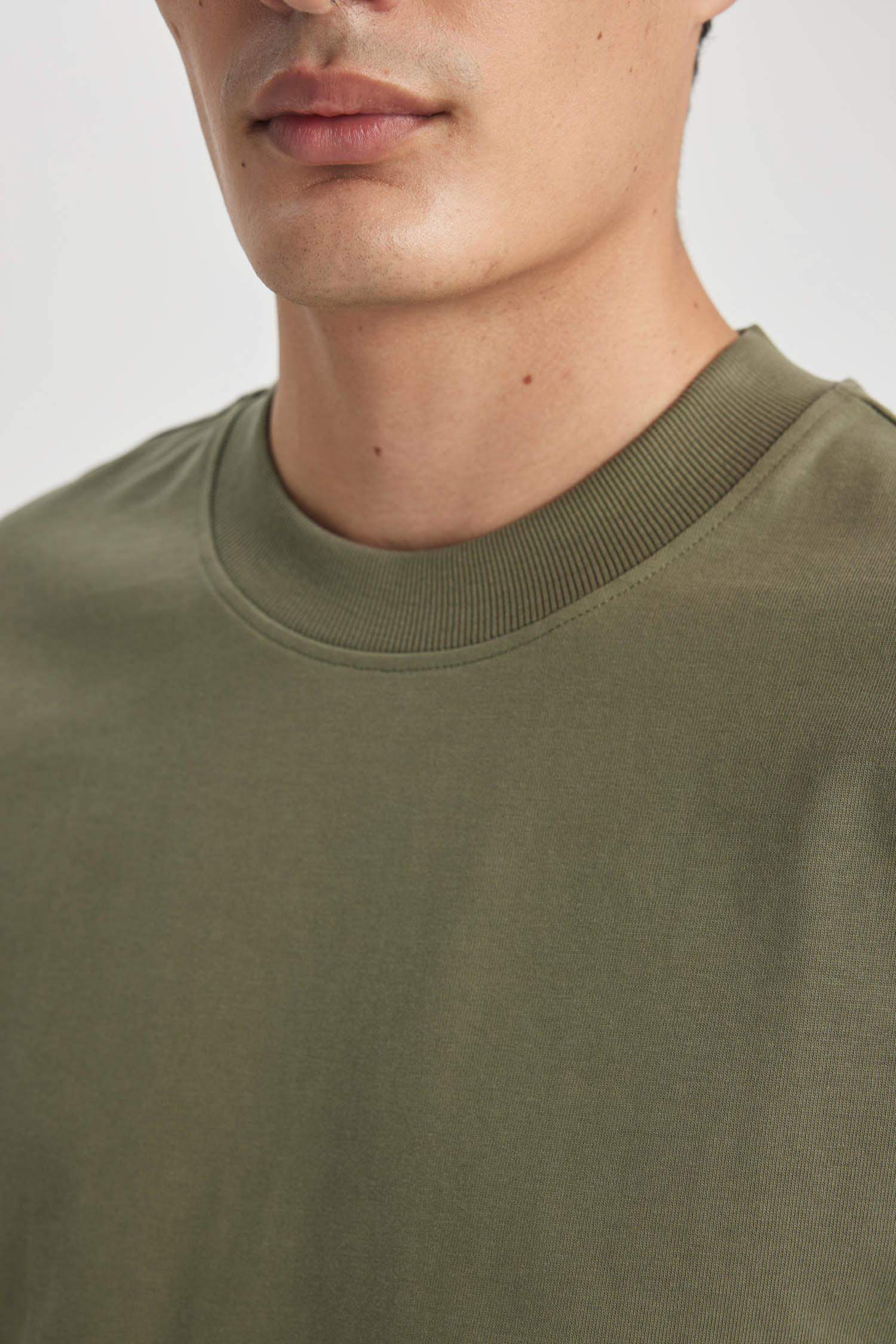 Oversized Cotton T-Shirt - khaki