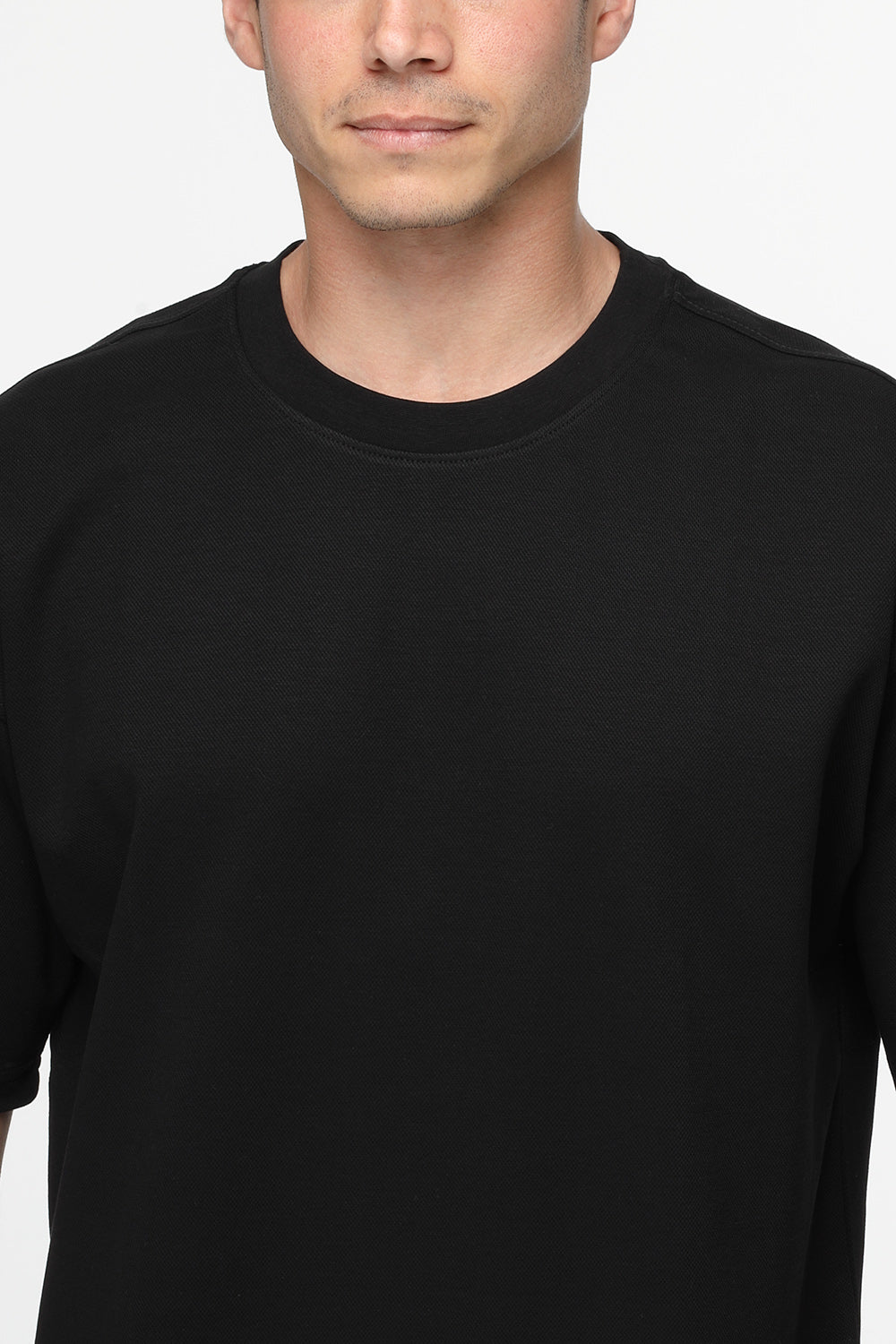 Plain Oversized Cotton T-Shirt - Black