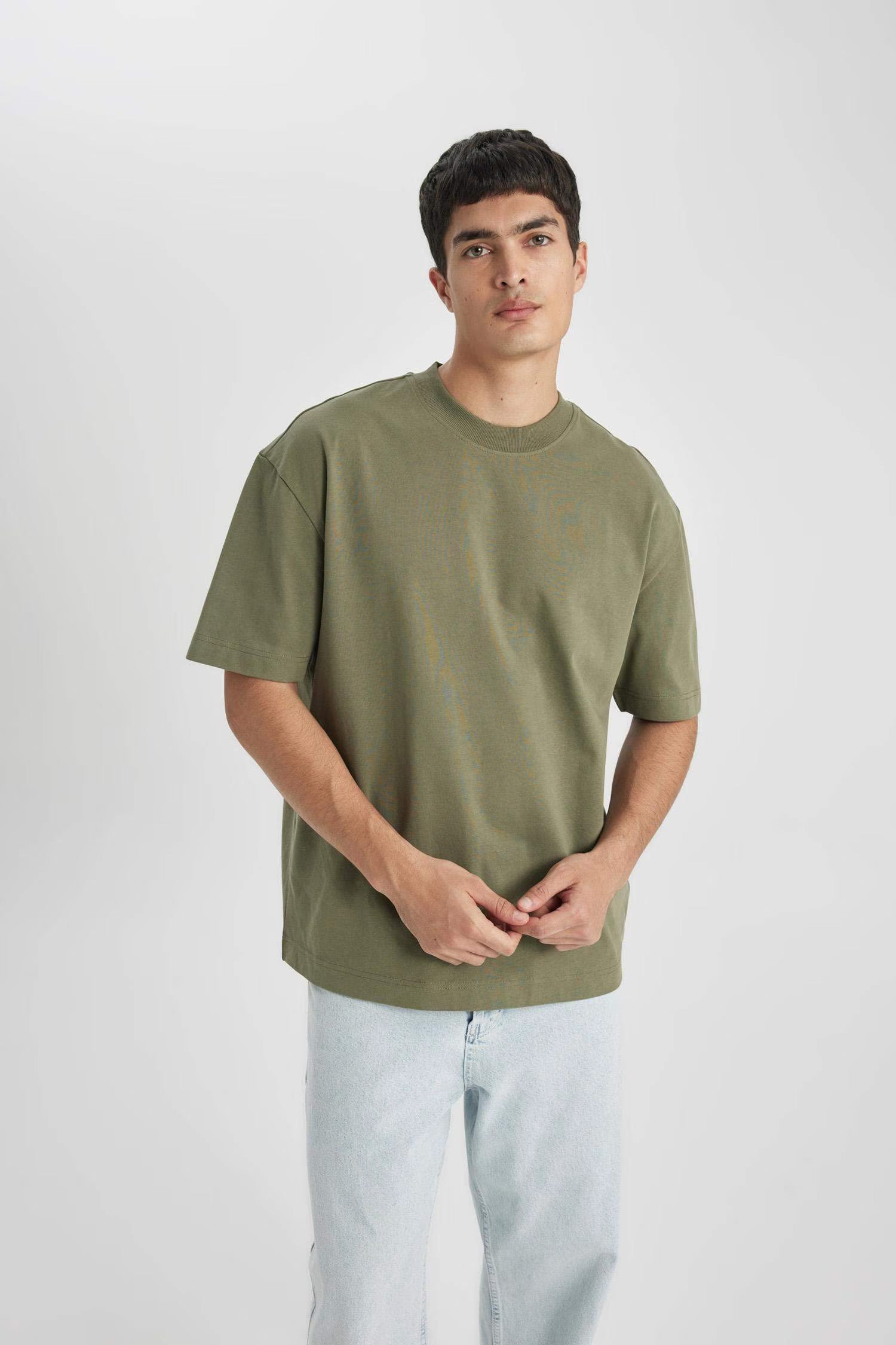 Oversized Cotton T-Shirt - khaki