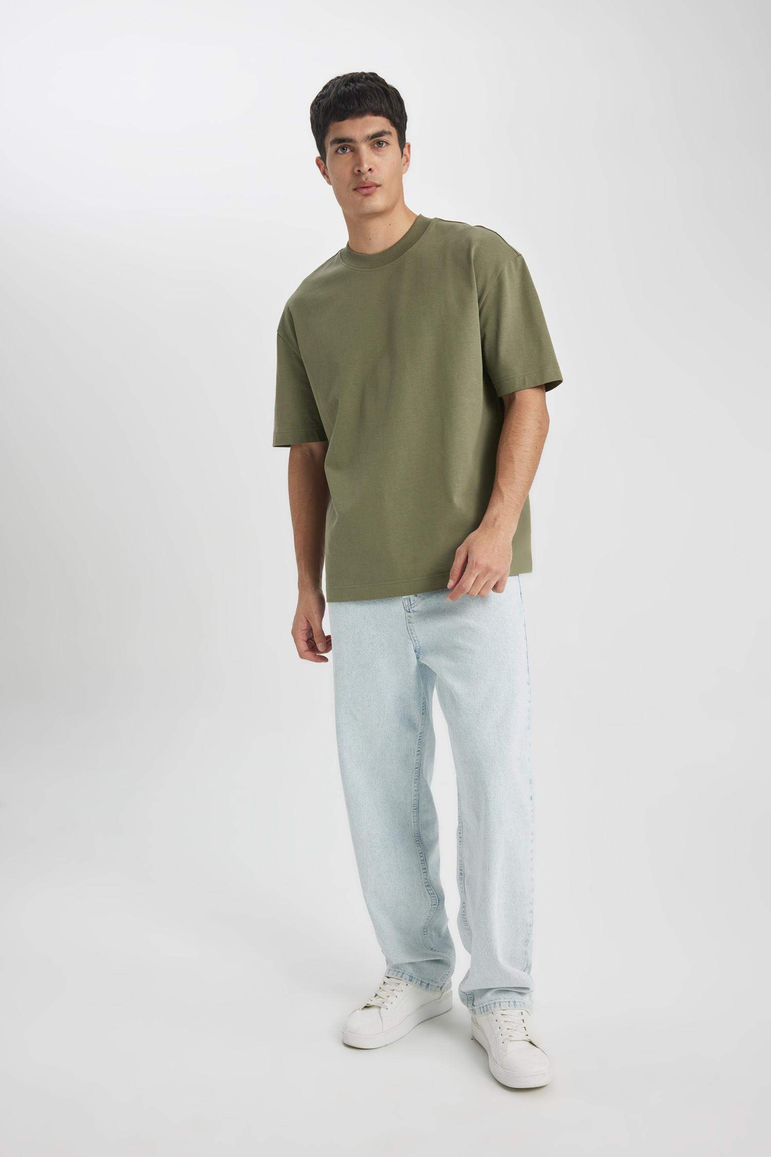 Oversized Cotton T-Shirt - khaki