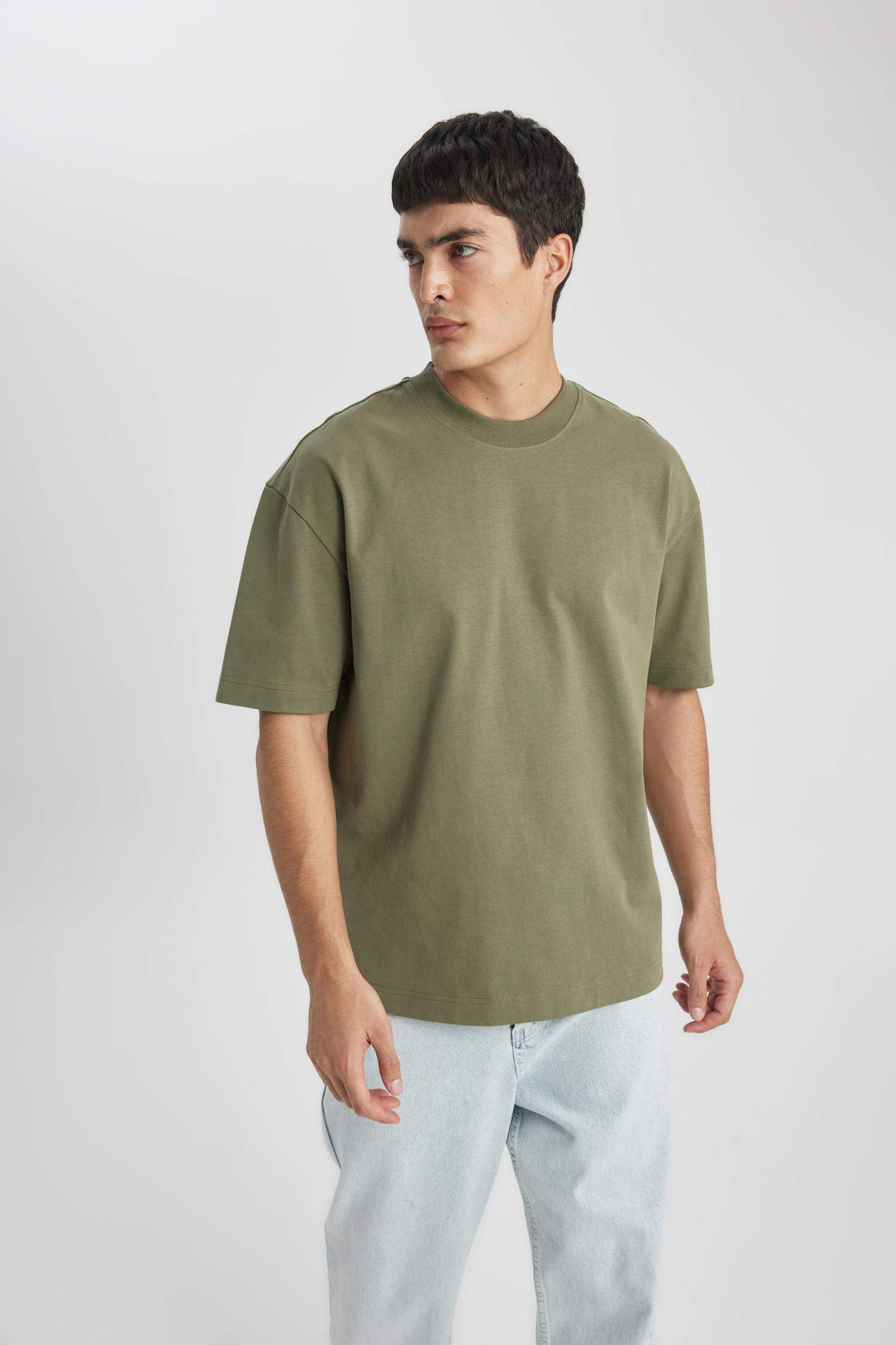 Oversized Cotton T-Shirt - khaki
